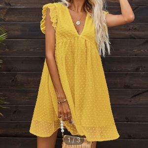 Yellow Ruffle Sleeve Dress